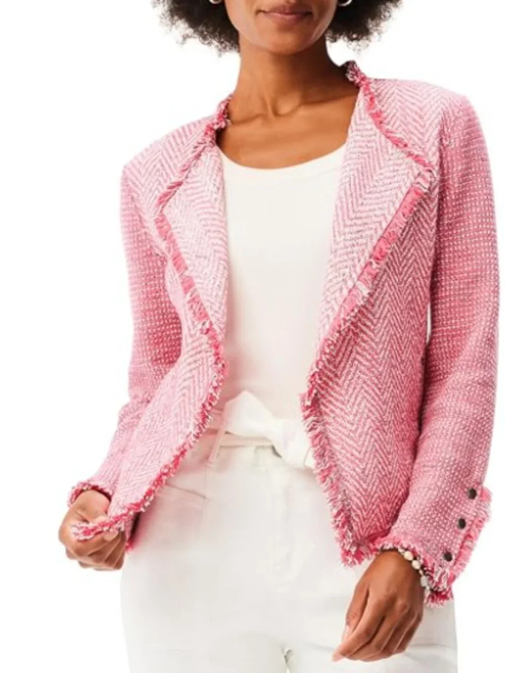 NIC+ZOE Women's Fringe Mix Knit Jacket Med